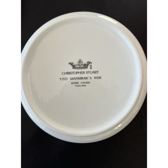 Christopher Stuart Bone China Christmas Trinket Box 5x3” Round Santabear’s Ride - Picture 9 of 11